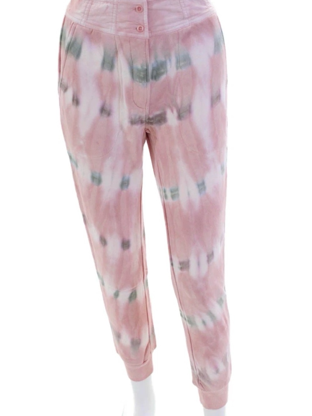Something Navy Bridget Pink button White Tie-Dye Joggers zipper sweatpants XXS